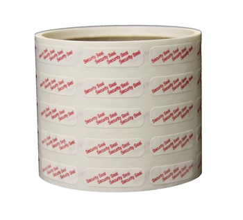 Small Tamper Evident Labels with VOID pattern adhesive