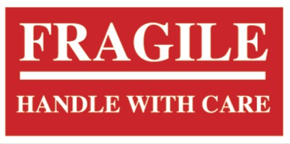 2 x 4 Fragile Handle With Care Labels